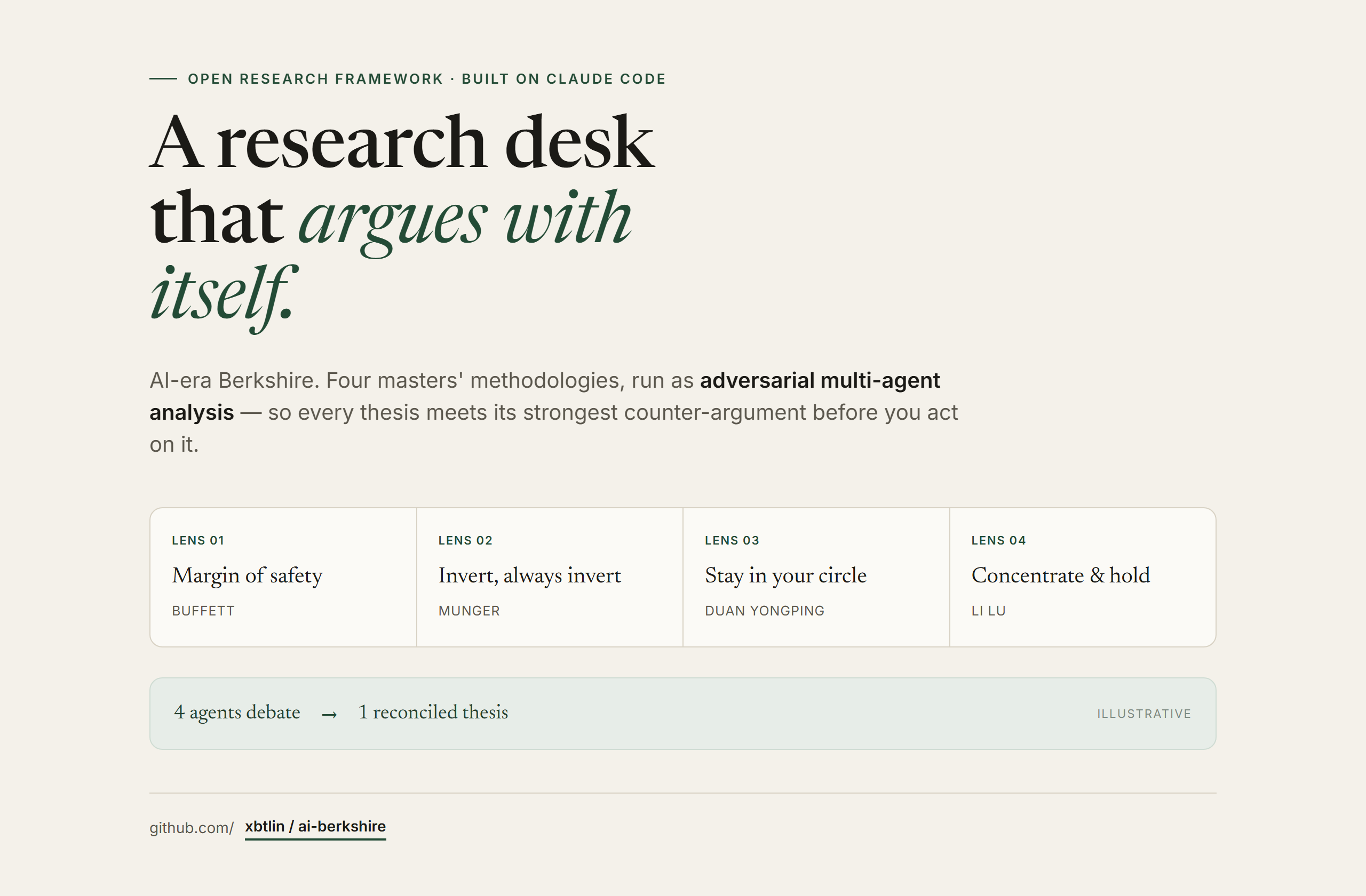 xbtlin/ai-berkshire landing-page hero mock, editorial style