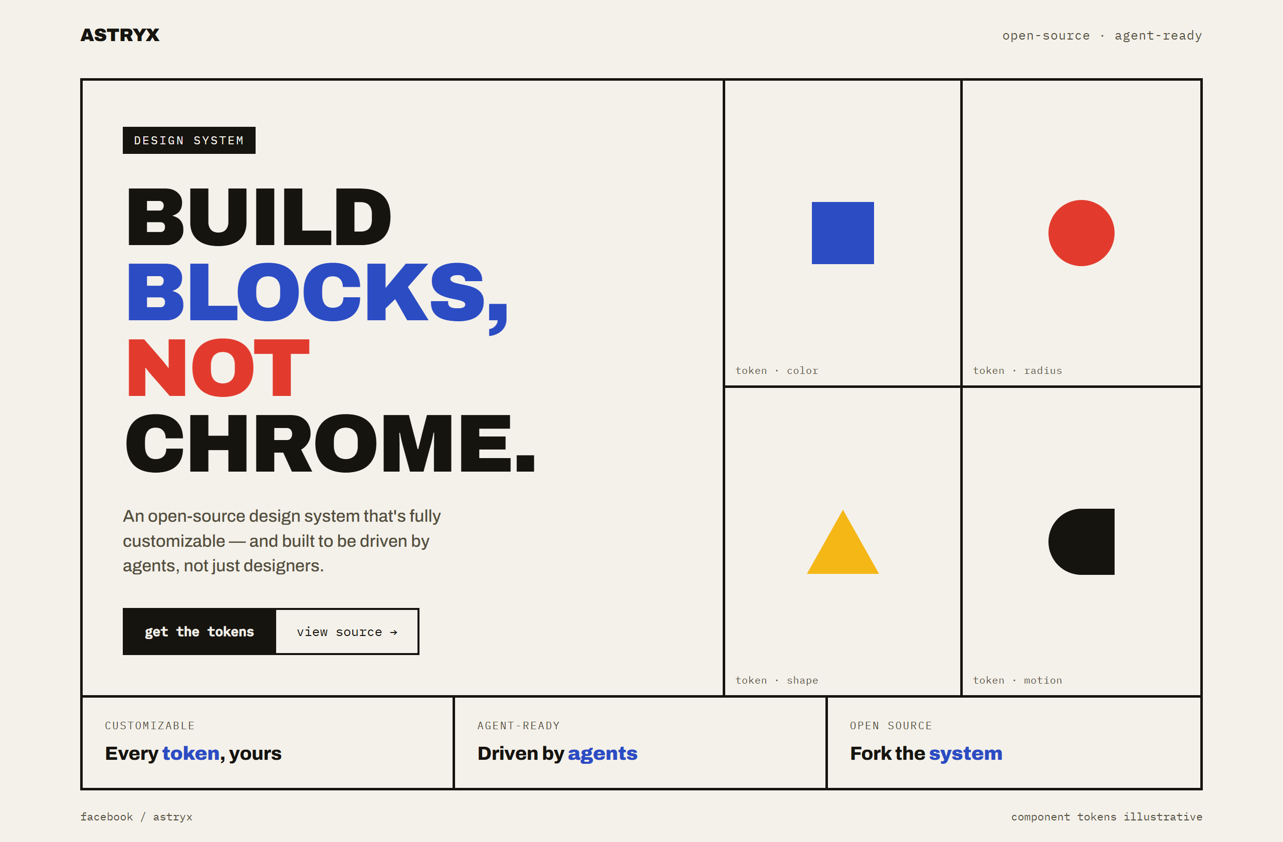facebook/astryx landing-page hero mock, bauhaus style