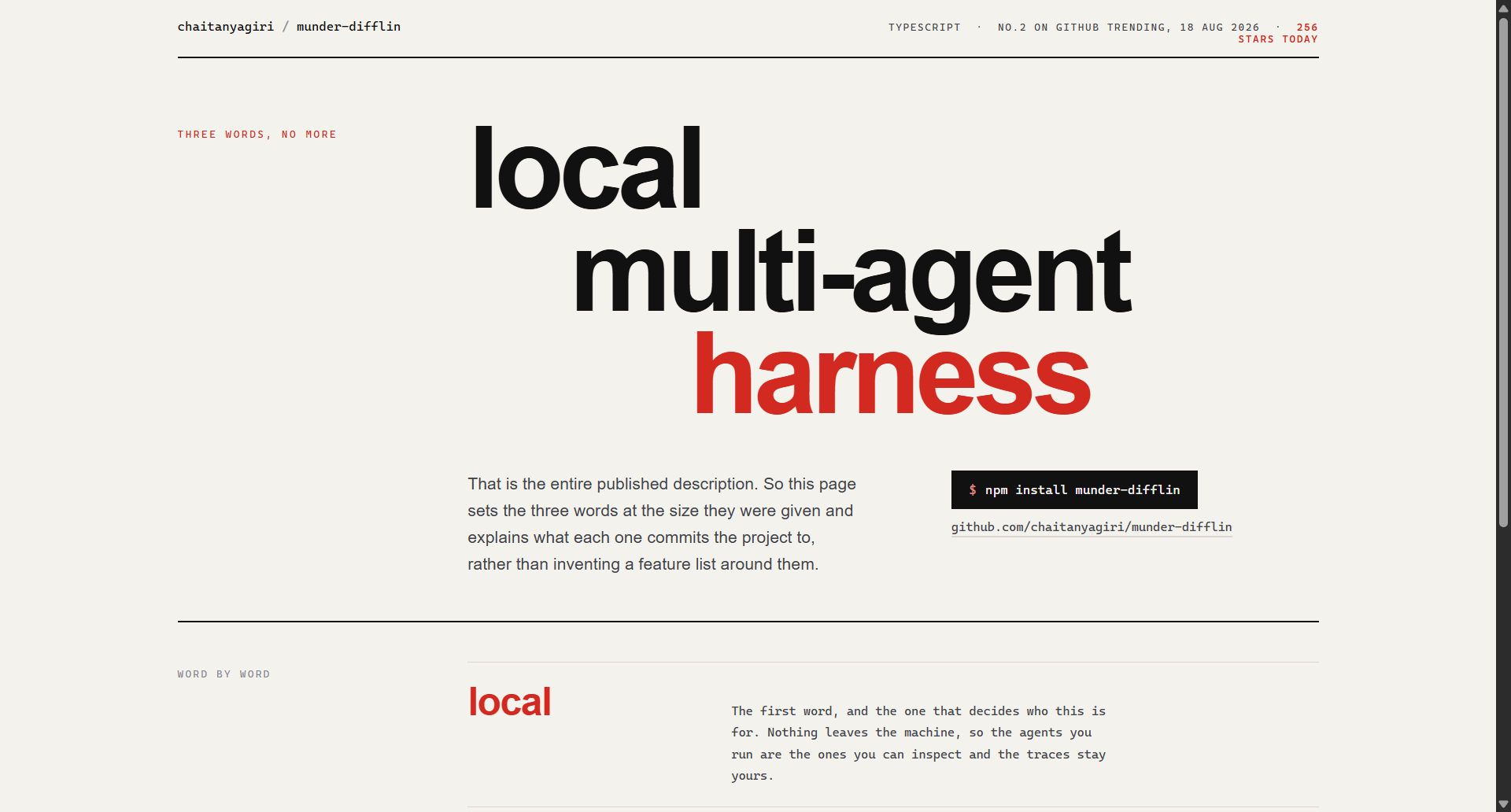 chaitanyagiri/munder-difflin landing-page hero mock, swiss style