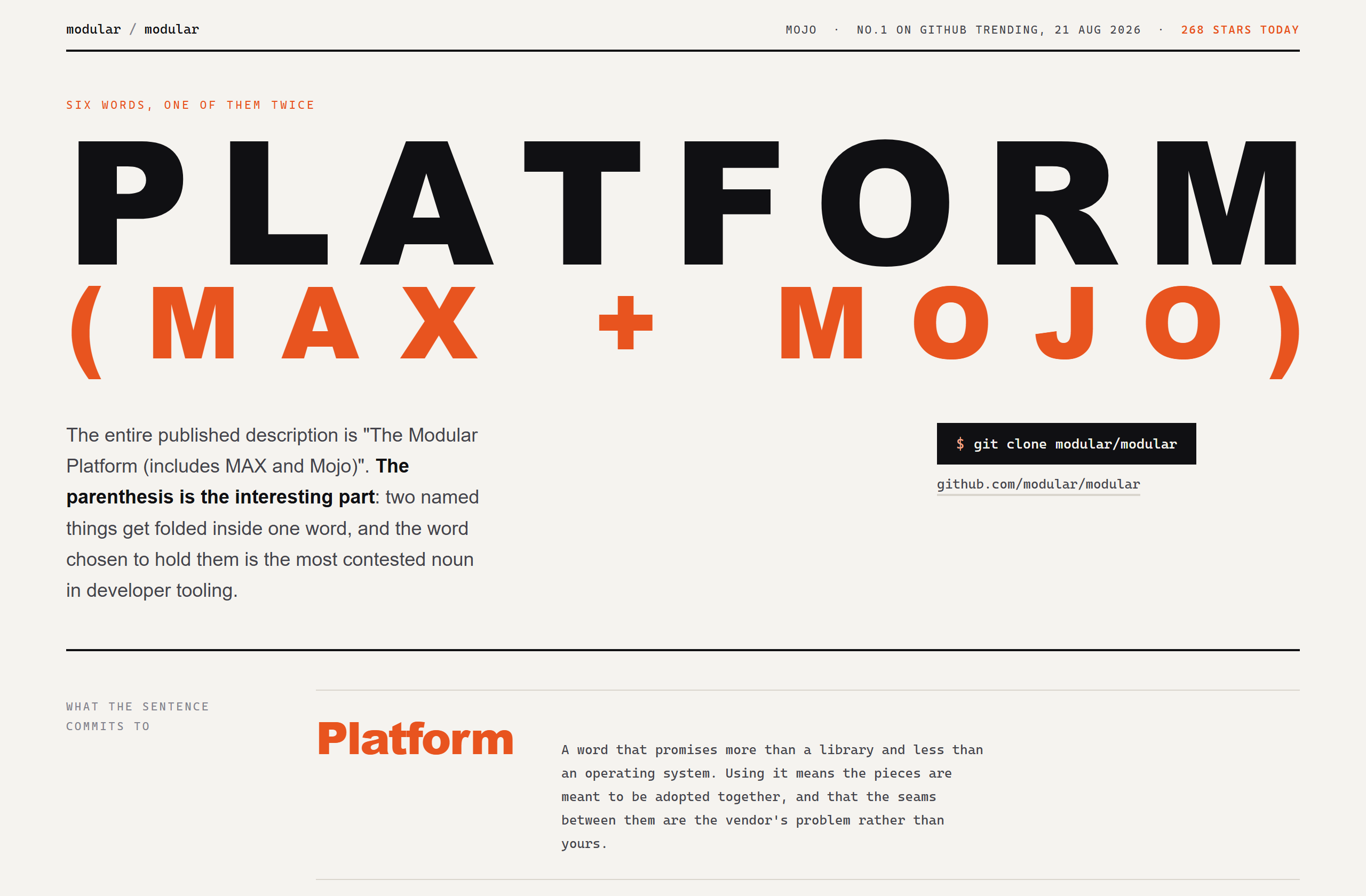 modular/modular landing-page hero mock, poster style