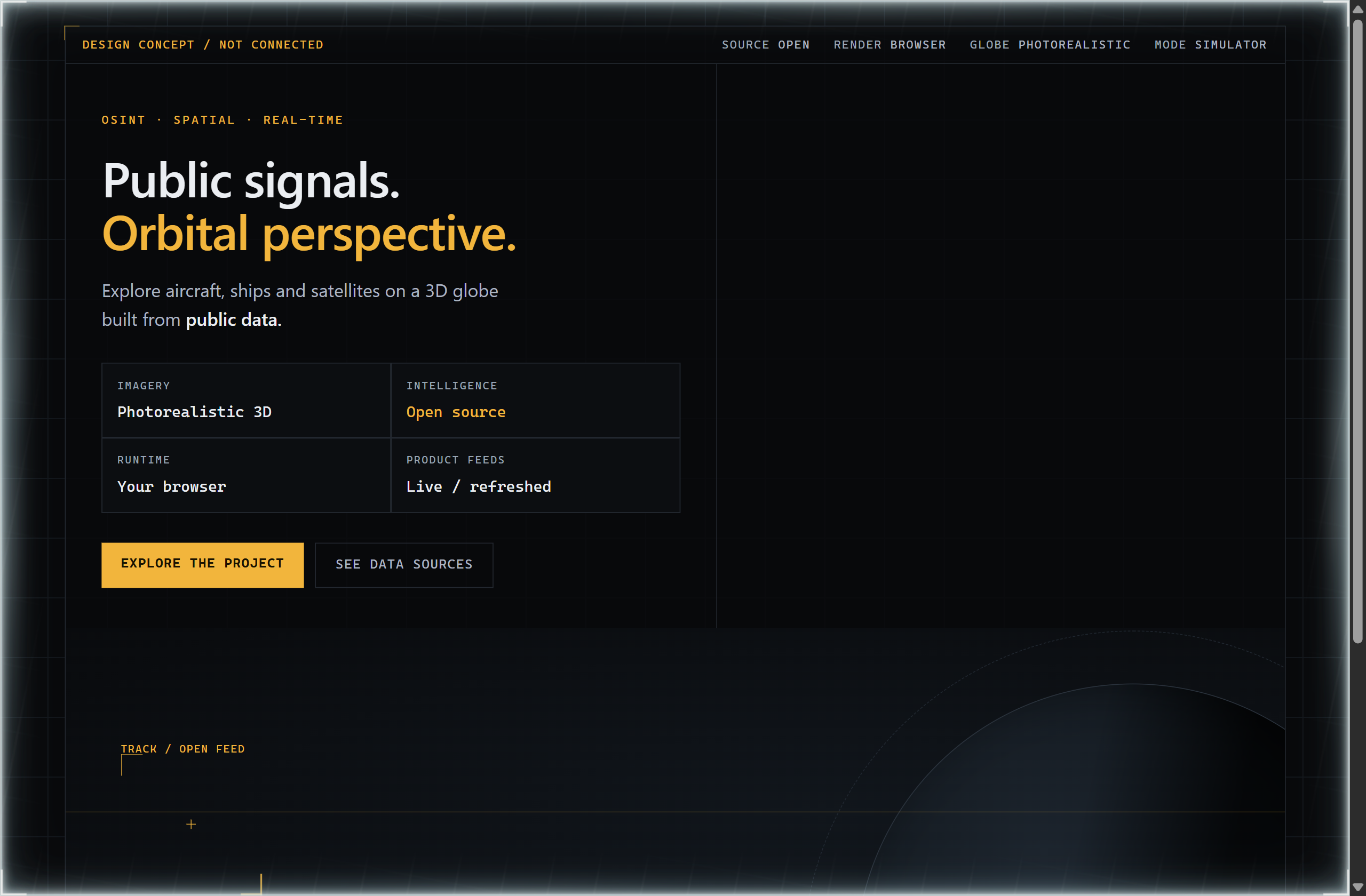 bilawalsidhu/gods-eye-view landing-page hero mock, hud style