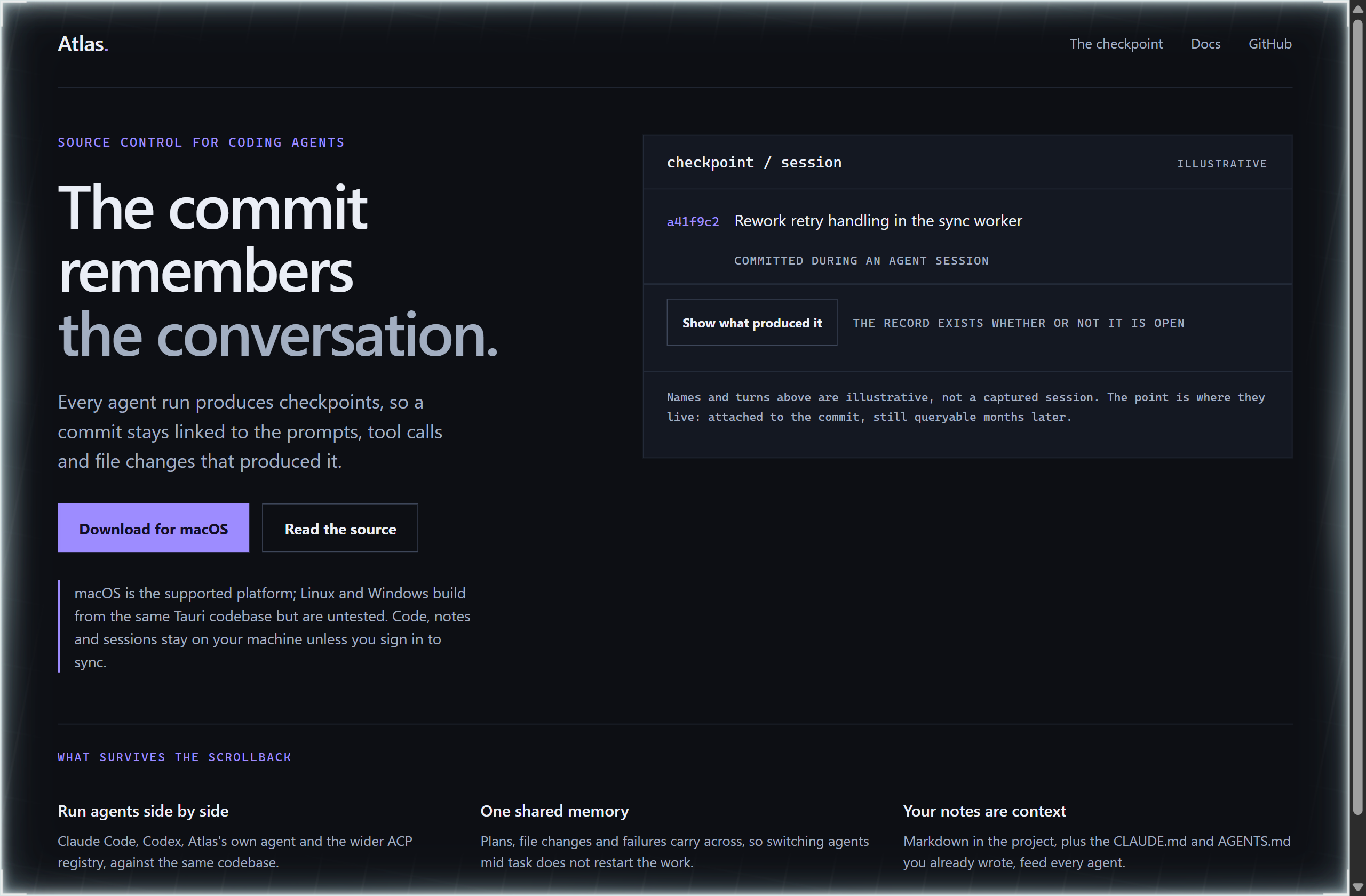pacifio/atlas landing-page hero mock, neon-noir style