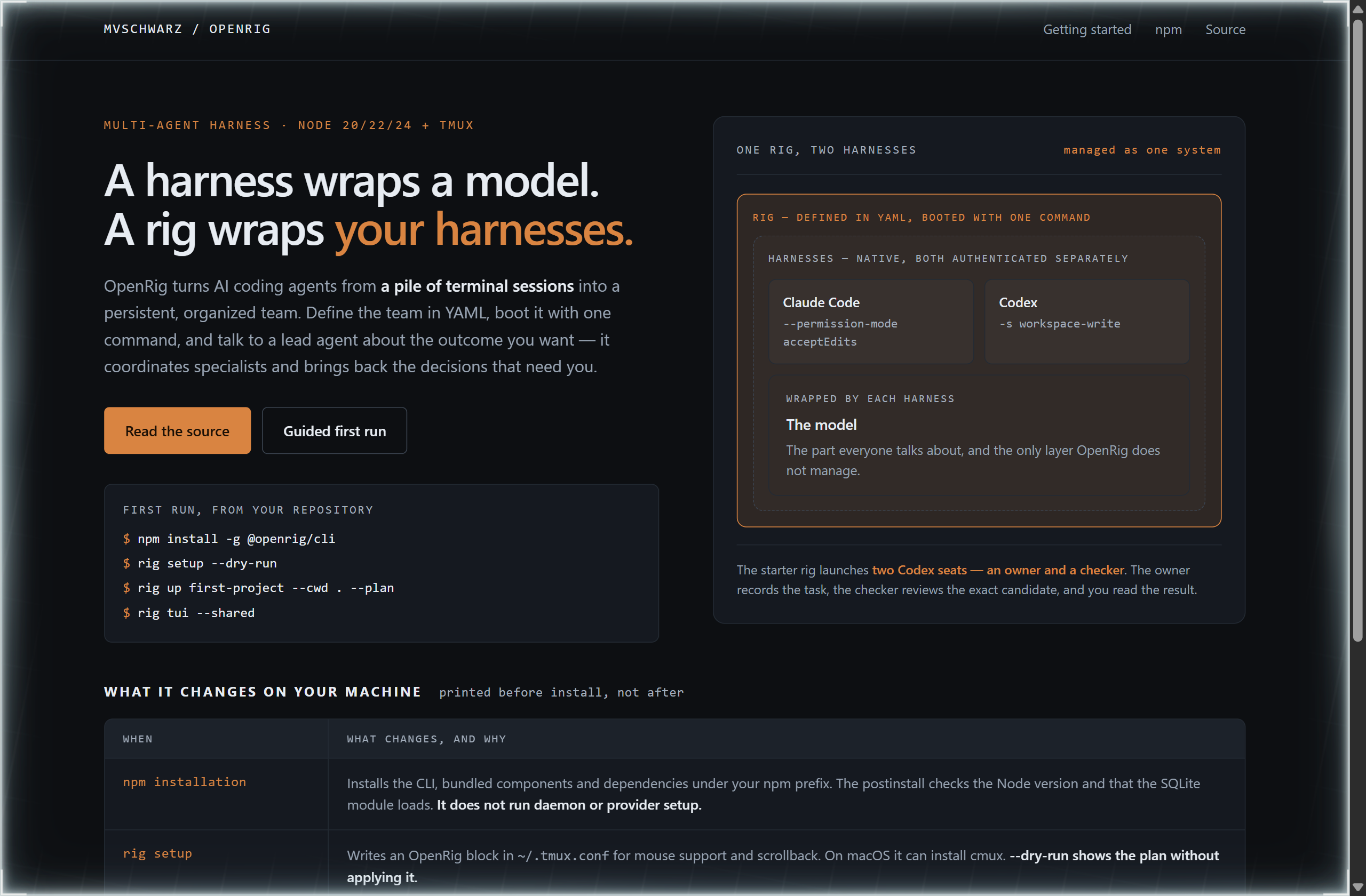 mvschwarz/openrig landing-page hero mock, strata style