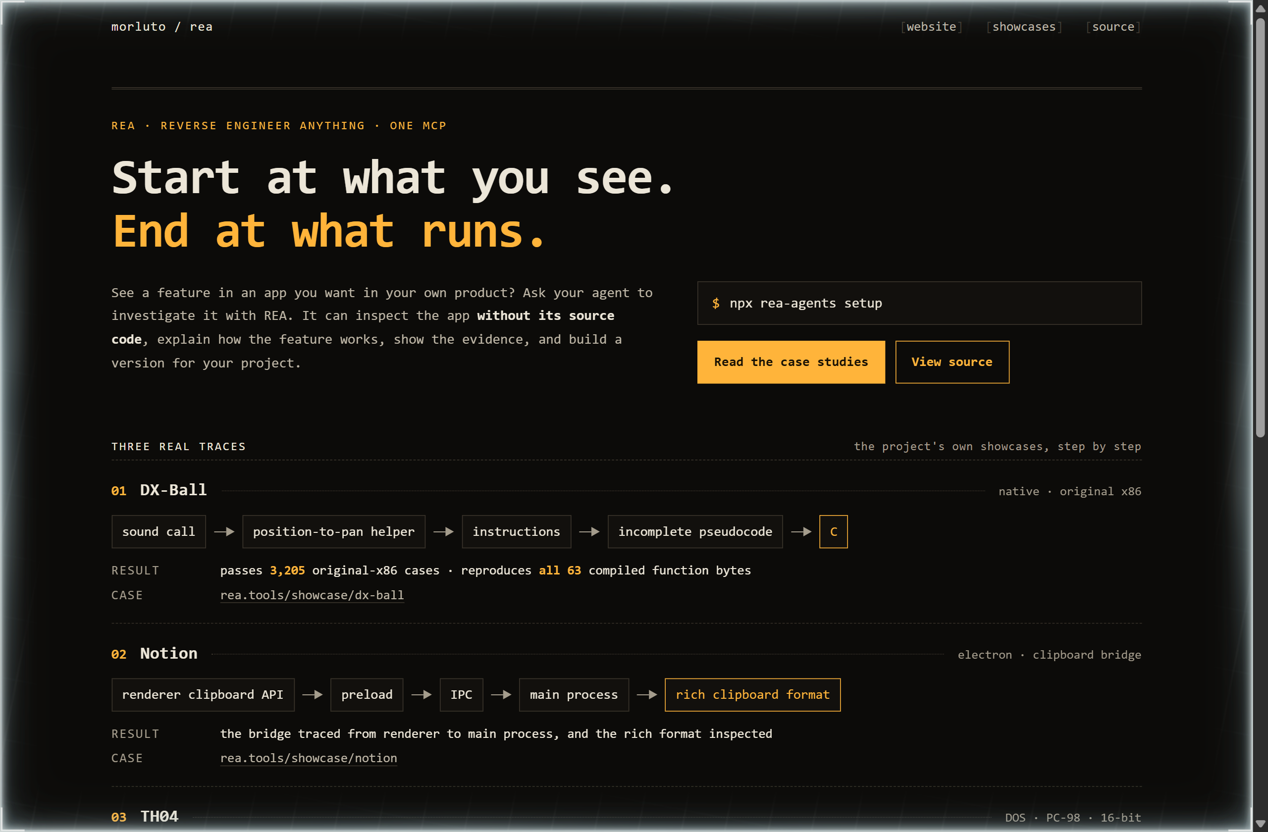 morluto/rea landing-page hero mock, mono-zine style